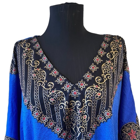 Vintage Sante Classics Blue Print Kaftan Caftan - Picture 5 of 15